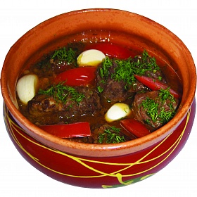 Баранина "Сытный барин" тушеная в соусе с овощами и травами
